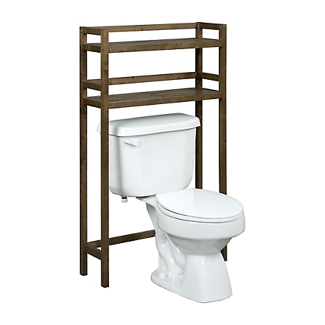 NewRidge Home Goods 2-Shelf Dunnsville Solid Wood Over the Toilet Space Saver Storage, Chestnut