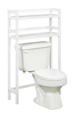 NewRidge Home Goods 2-Shelf Dunnsville Solid Wood Over the Toilet Space Saver Storage, White