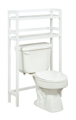 NewRidge Home Goods 28.25 in. x 48 in. x 9 in. Solid Wood Dunnsville 2-Shelf Over-the-Toilet Space Saver Storage, White