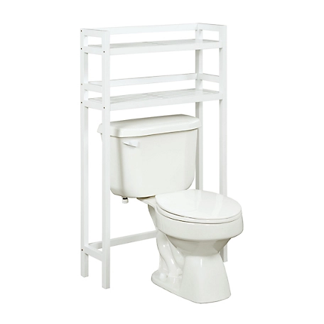 NewRidge Home Goods 2-Shelf Dunnsville Solid Wood Over the Toilet Space Saver Storage, White