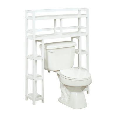 NewRidge Home Goods 6-Shelf Dunnsville Solid Wood Over-the-Toilet Space Saver Bathroom Storage Unit, White