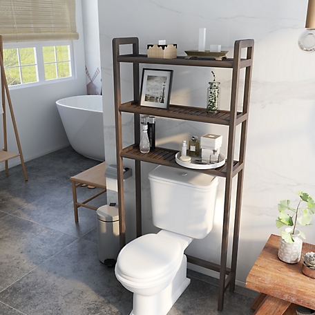 NewRidge Home Goods Abingdon Solid Wood Space Saver Bathroom Storage Unit, Espresso