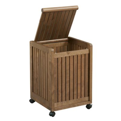 NewRidge Home Goods Solid Wood Abingdon Mobile (Rolling) Laundry Hamper with Lid