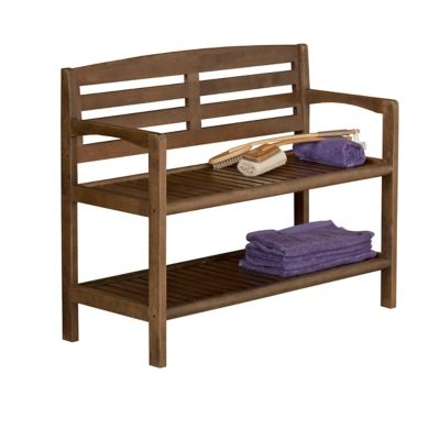 NewRidge Home Goods Abingdon 38 in.W Solid Wood Bench with Back and Storage Shelf for Entryway, Mudroom