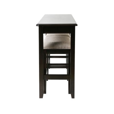 Image showing  Pub Sofa Table with 2 Nested Upholstered Stools, 48 in., Distressed White