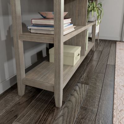Image showing  2-Shelf Low Wood Bookcase, Washed Gray