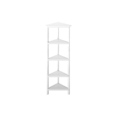 NewRidge Home Goods 4-Shelf Tall Wood Corner Bookcase with Open Bookshelves, White