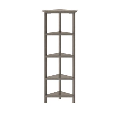 NewRidge Home Goods 4-Tier Corner Wooden Bookcase, Washed Gray