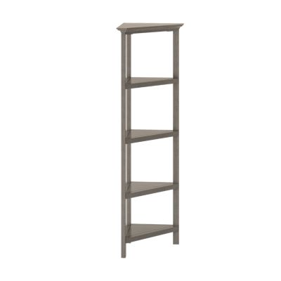 Image showing  4-Tier Corner Wooden Bookcase, Washed Gray
