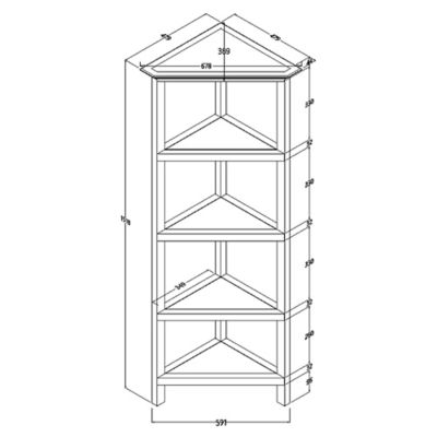 Image showing  4-Tier Corner Wooden Bookcase, Washed Gray