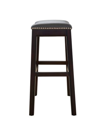 Image showing  Julian Counter-Height Wood Bar Stool with Faux Leather Seat, 25.5 in., Espresso/Gray