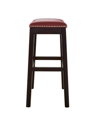 Image showing  Julian Counter-Height Wood Bar Stool with Faux-Leather Seat, 25 in., Espresso/Red