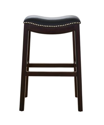 Image showing  Julian Wood Bar-Height Stool with Faux-Leather Seat, 30 in., Espresso/Black
