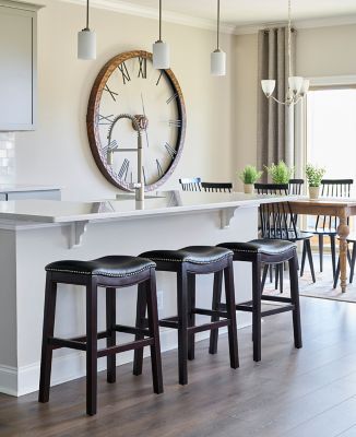 Image showing  Julian Counter-Height Wood Bar Stool with Faux-Leather Seat, 25 in., Black