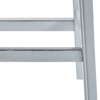 Image showing  Zoey Bar-Height Wood Saddle-Seat Stool, 30 in., Whitewash/Gray