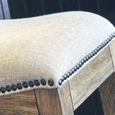 Image showing  Saddle Natural Wood Bar-Height Stool, 30 in., Cream