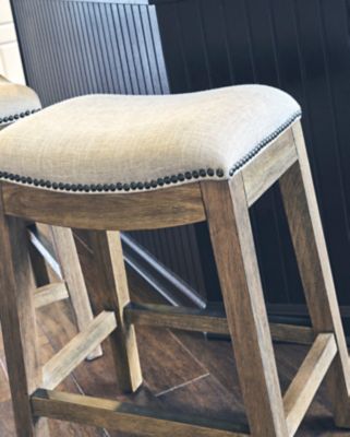 Image showing  Saddle Style Wood Counter-Height Stool, 25 in., Natural/Cream