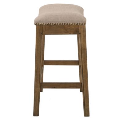 Image showing  Saddle Style Wood Counter-Height Stool, 25 in., Natural/Cream