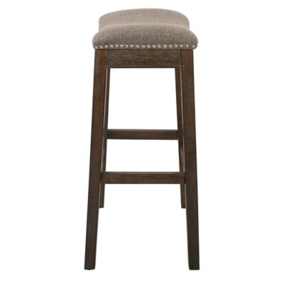 Image showing  Sadie Saddle Wood Bar-Height Bar Stool, 30 in., Cobble Gray