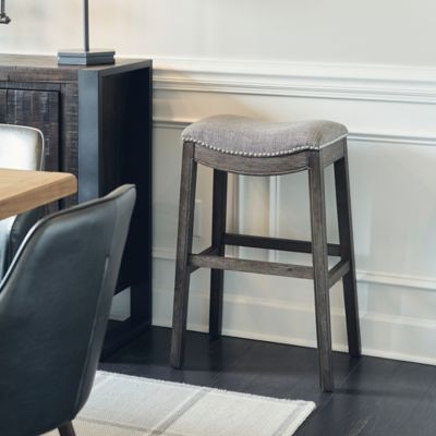 Image showing  Sadie Saddle Wood Counter-Height Bar Stool, 25 in., Cobble Gray