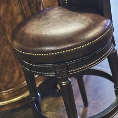 Image showing  Chapman Wood Bar-Height Swivel Bar Stool with High Back, 45 in.