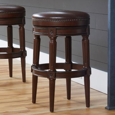 NewRidge Home Goods Chapman 30 in. Wood Backless Bar-Height Swivel Barstool