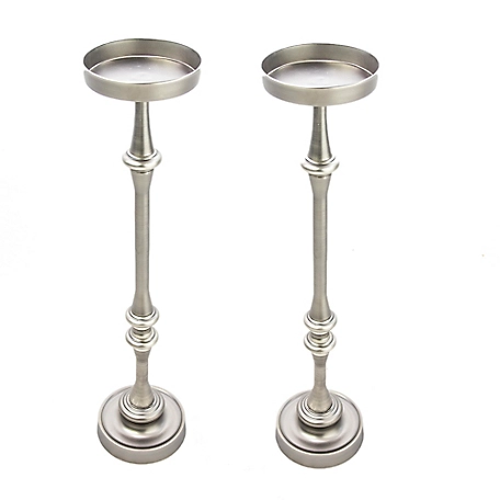 NewRidge Home Goods Martini Accent/Side Tables in Brushed Silver Finish, Set of 2