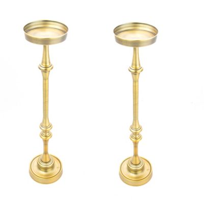 NewRidge Home Goods Martini Accent/Side Tables in Brass Finish, Set of 2