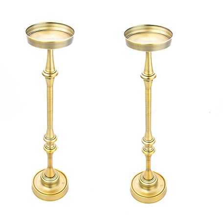NewRidge Home Goods Martini Accent/Side Tables in Brass Finish, Set of 2