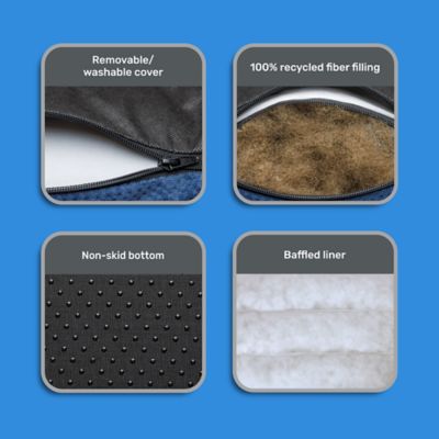 Image showing  Rectangular Gusseted Flange Pet Bed, Large, Blue, 36 x 27 in.