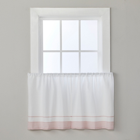 SKL Home Carrick Striped Tier Window Panels, White, 1 Pair