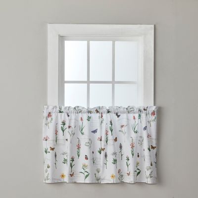 SKL Home Wildflower Script Tier Window Panels, White, 1 Pair