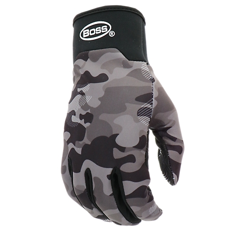 Boss Men's Real Tree Camouflage Fleece Silicone Palm Work Gloves,  Touchscreen Technologies, High-Dexterity, Cold Protection, Multi-Color,  Large