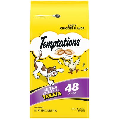 Temptations Classic Crunchy and Soft Tasty Chicken Flavor Cat Treats, 48 oz. Pouch