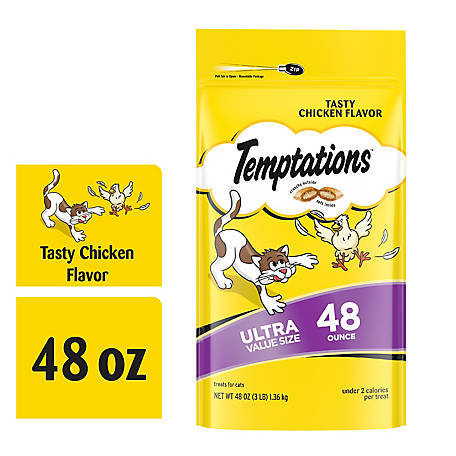 Temptations Classic Crunchy and Soft Tasty Chicken Flavor Cat Treats, 48 oz. Pouch