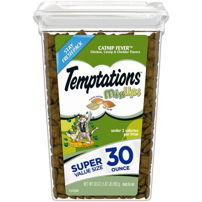 Temptations MIXUPS Crunchy and Soft Cat Treats Catnip Fever Flavor, 30 oz. Tub