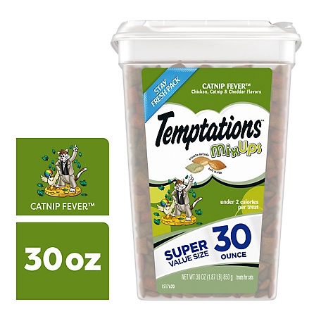 Temptations MixUps Crunchy and Soft Catnip Fever Flavor Cat Treats, 30 oz. Tub