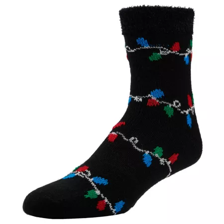 Little Hotties Men's Fireside Holiday Lights Crew Socks 1 Pair Men's Crew Socks