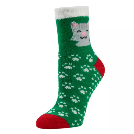 Little Hotties Women's Fireside Cat Socks with Paws 1 Pair Women's Crew Socks