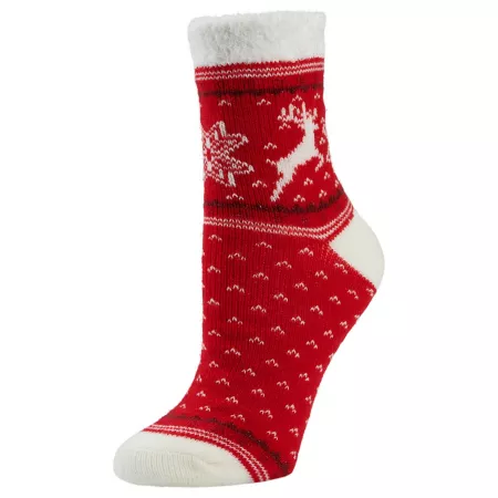 Little Hotties Women's Fireside Reindeer Socks 1 Pair Women's Crew Socks