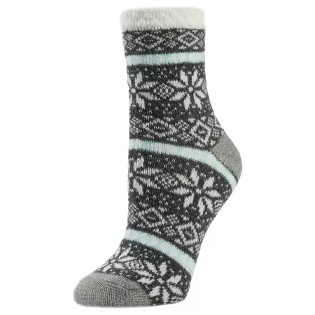 Little Hotties Women's Fireside Birdseye Snowflake Crew Socks 1 Pair Women's Crew Socks