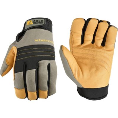 Wells Lamont Men's Wearpower Thinsulate Insulated Cowhide Leather Hybrid Gloves, 1 Pair