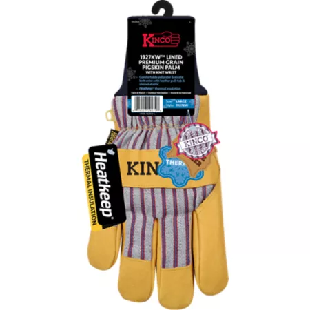 Kinco Work Gloves with Premium Pigskin and Pigskin Palm Canvas Back for Men 1 Pair Work Gloves