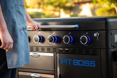 Image showing  5-Burner Ultimate Propane Gas Flat Top Griddle, 647 sq. in., Black/Blue