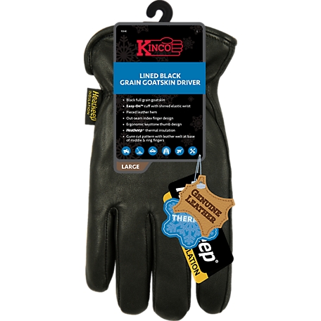 Kinco Full Grain Goatskin Heatkeep Thermal Insulation Gloves, 1 Pair, Easy-On Cuff, Shirred Elastic Wrist