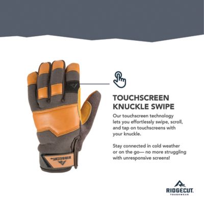 Image showing Ridgecut Men's Insulated Water-Resistant Lined Leather Hybrid Work Gloves, 1 Pair