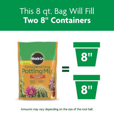 Image showing 5 th Miracle-Gro 8 qt. Cactus, Palm and Citrus Potting Mix, 2-Pack