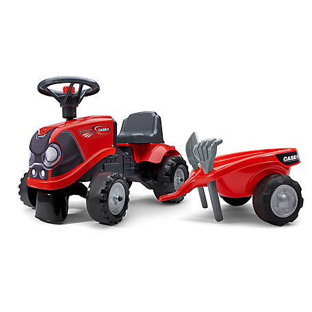 Falk Case IH Tractor Ride-On and Push-Along Toy with Trailer, for Ages +1.5-3 Years, FA238C
