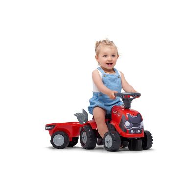 Image showing  Case IH Tractor Ride-On and Push-Along Toy with Trailer, for Ages +1.5-3 Years, FA238C