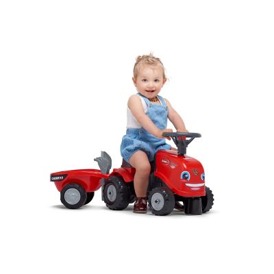 Image showing 5 th Falk Case IH Tractor Ride-On and Push-Along Toy with Trailer, for Ages +1.5-3 Years, FA238C